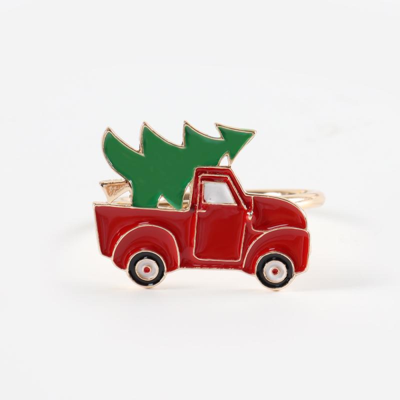 ナプキンリング クリスマス ゴールド メタル製 合金 電気メッキ加工 クリスマスツリー 自動車 トナカイ..