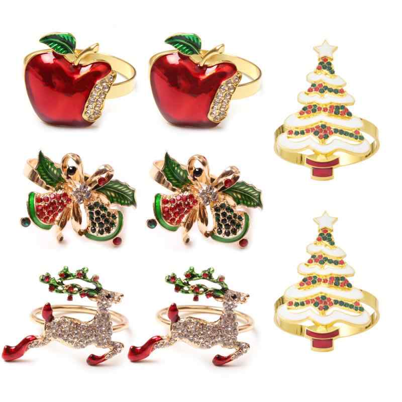 ナプキンリング クリスマス ホテル パーティー用 リンゴ トナカイ ベル クリスマスツリー モチーフ 合..