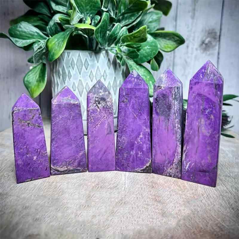 天然石 紫リン鉄マンガン鉱 パープル クリスタル 四角柱 研磨 パワーストーン ヒーリング インテリア ..