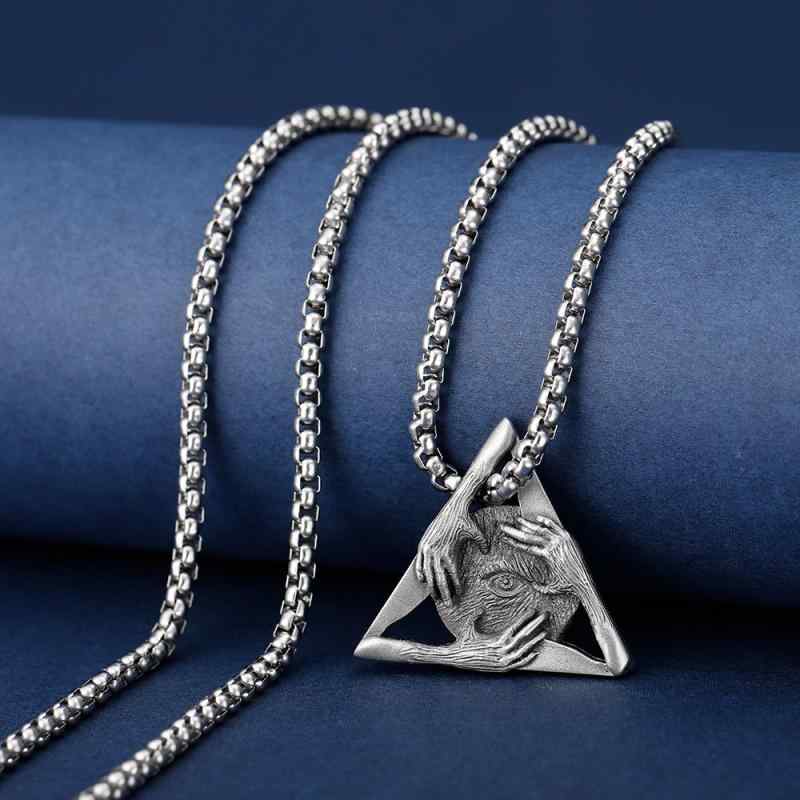 ネックレス メンズ 個性的 全知の目 ペンダント レトロ ヒップホップ パンク ダーク ストリート ロック..