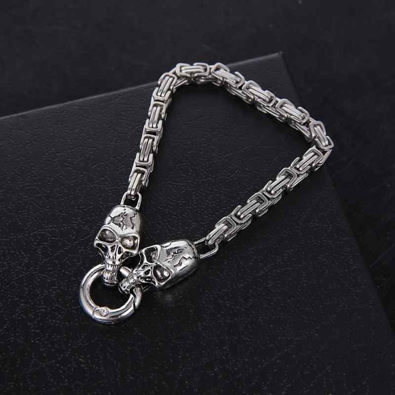 ブレスレット メンズ 男性用 ステンレス鋼 鬼頭 スカル ドクロ 個性的 レトロ ヴィンテージ 帝王チェー..
