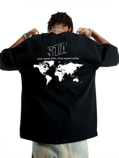 Tシャツ メンズ ビッグシルエット アメカジ 世界地図プリント ヘビーウェイト クルーネック 綿100% 半袖 夏 カジュアル 抗菌 Tシャツ メンズ ビッグシルエット アメカジ 世界地図プリント ヘビーウェイト クルーネック 綿100% 半袖 夏 カジュアル 抗菌