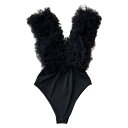オールインワン レディース 女性用 Vネック キャミソール 立体フラワー バイカラー 細見え スタイルアップ ハイウエスト フレアシルエット リゾート 上品 エレガント 伸縮性 スパンデックス 着回し 万能 春夏