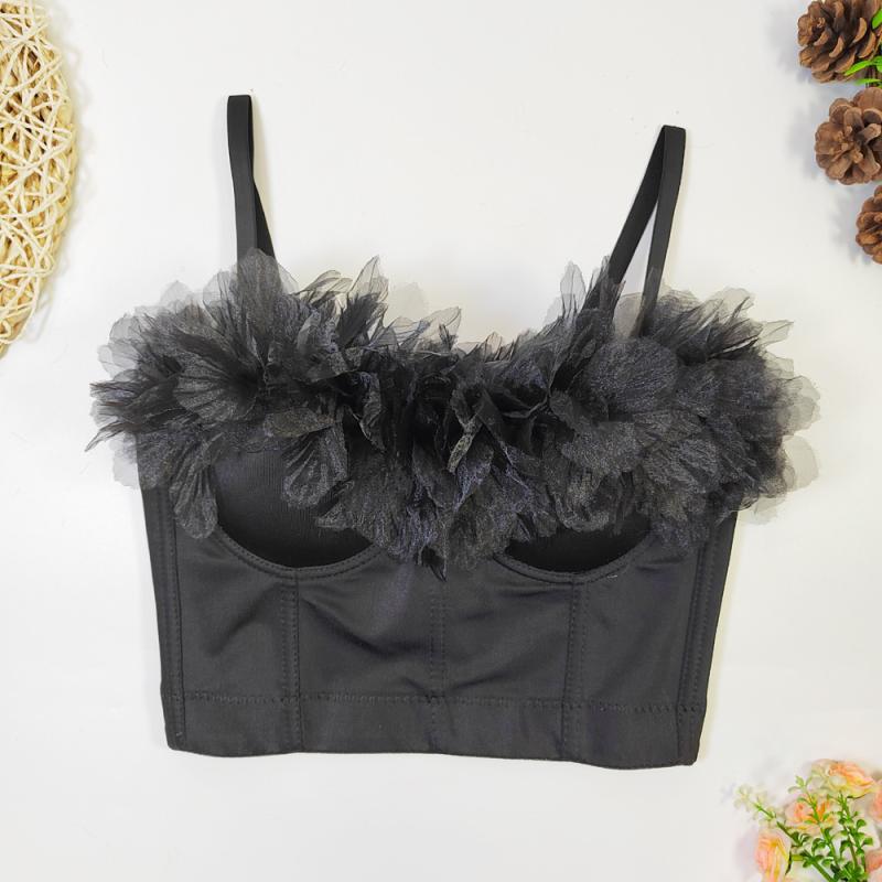 ビスチェ レディース グラデーション 立体フラワー ボーン入り 補正 スタイルアップ おしゃれ インナー アウター兼用 リゾート ビーチ 水着素材