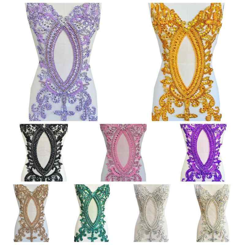 アップリケ ハンドメイド ラインストーン レース ビーズ 縫い付け アクリル 白 黒 赤 ピンク 金 青 紫 ..