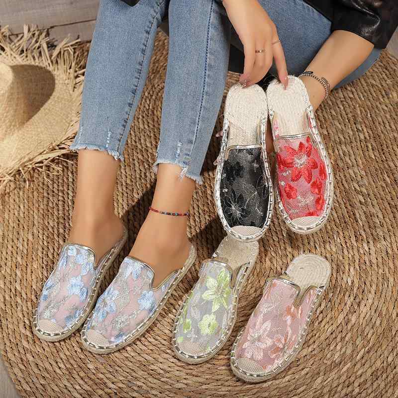 シューズ レディース 大きいサイズ 草編み エスパドリーユ メッシュ 靴 フラットシューズ 軽量 通気性 普段使い おしゃれ 春夏