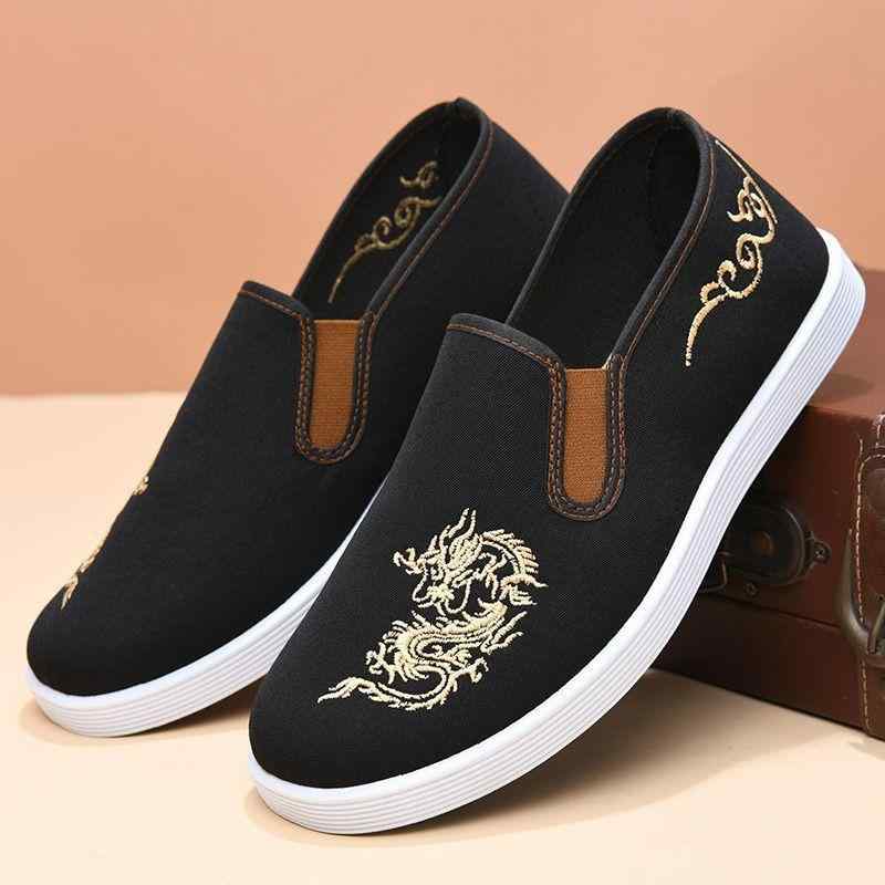 スリッポン メンズ 布 老北京 靴 ラウンドトゥ キャンバス 麻素材 中華風 エスニック 刺繍デザイン 快適 通気性 滑り止め 耐摩耗性 普段使い カジュアル 春秋
