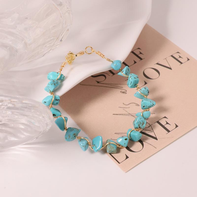 ブレスレット レディース ターコイズ ワイヤー巻き パール パール 個性的 高級感 インスタ風 新中華風 カップル 友達 ペア 着回し