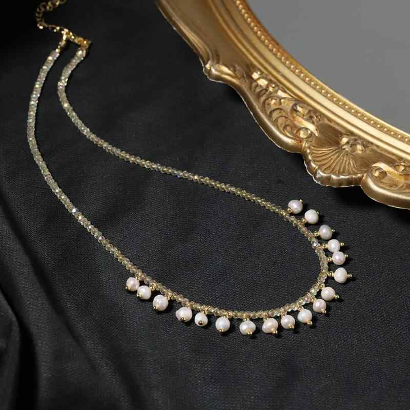 ネックレス レディース 天然淡水パール 小粒パール ロングネックレス フレンチレトロ アンティーク風 エレガント 上品 ライトラグジュアリー シンプル 万能 普段使い