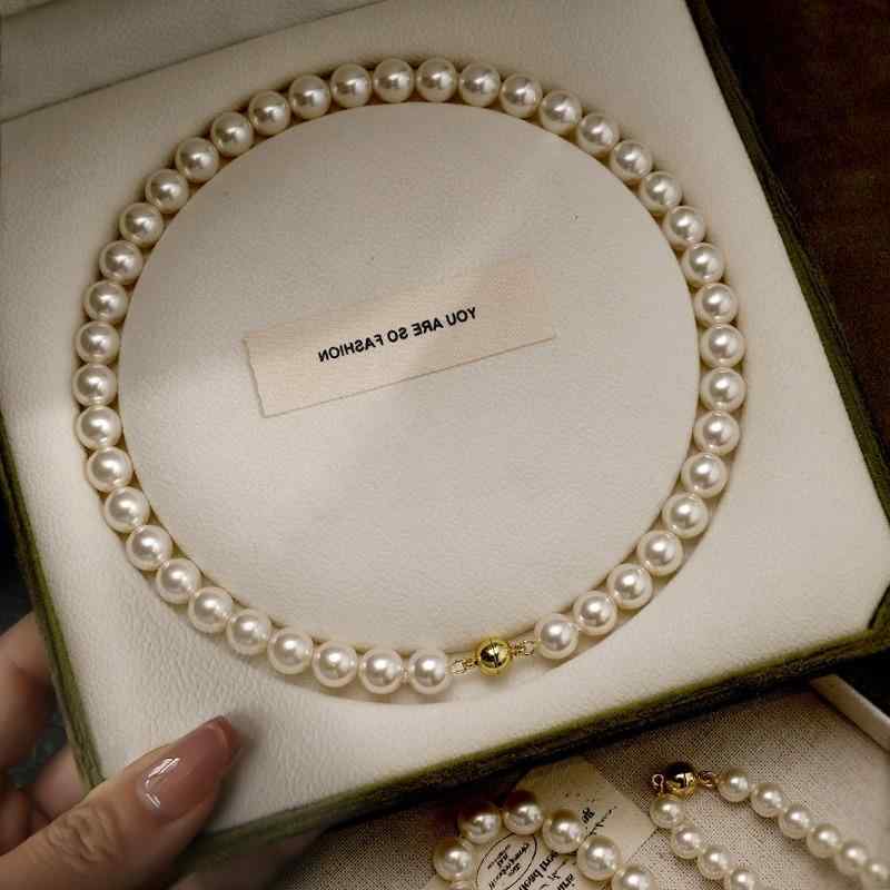 ネックレス レディース 女性用 フェイクパール 軽やか 高級感 韓国風 韓国ファッション 鎖骨ネックレス 手作り おしゃれ 個性的 通勤 オフィス カジュアル 普段使い