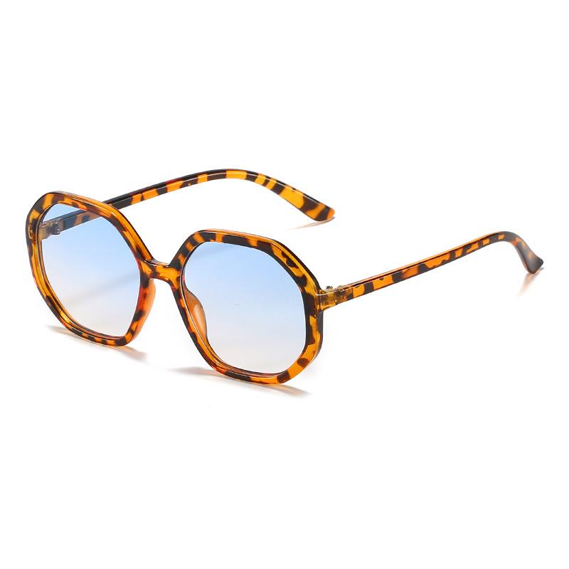 サングラス 男女兼用 ユニセックス 八角形 オクタゴン 個性的 UV400カット 紫外線対策 ストリート ファッション トレンド 欧米スタイル ヒョウ柄フレーム ACレンズ PCフレーム 春夏