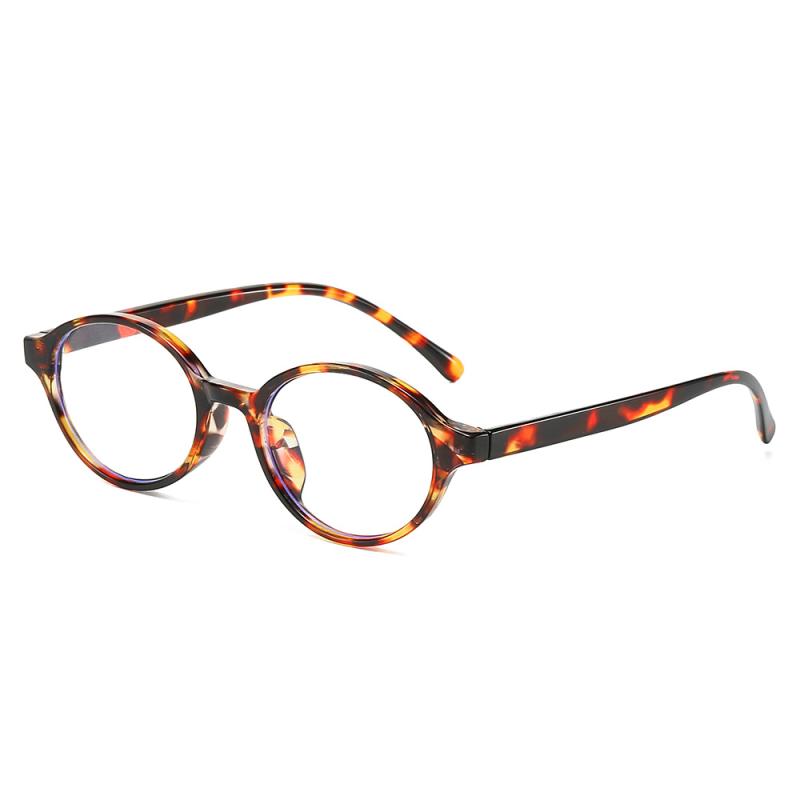 伊達メガネ レディース オーバル 細フレーム フルリム ブルーライトカット PC作業 スマホ用 韓国風 レトロ おしゃれ トレンド 小顔効果 PCフレーム ヒョウ柄 ブラック ブラウン