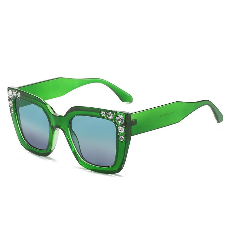 サングラス レディース スクエア 四角 個性的 欧米テイスト ラインストーン装飾 ジルコニア ゴージャス ストリートファッション UVカット アイウェア ポリカーボネート お出かけ 旅行 パーティー イベント 普段使い ブラック ヒョウ柄