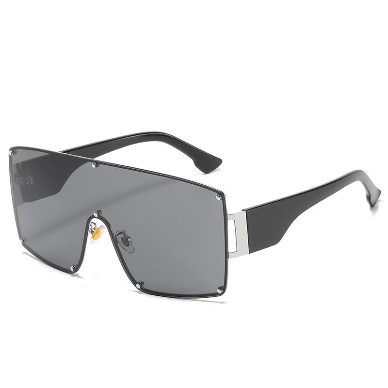 サングラス 男女兼用 一体型 オーバーサイズ ビッグフレーム スクエア PCレンズ プラスチック メタルフレーム UV400 UVカット おしゃれ ファッション ドライブ 旅行 アウトドア 春夏