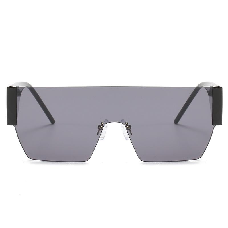 サングラス レディース 一体型 ビッグフレーム 個性的 欧米風 オーシャンカラー UV400 リムレス プラスチック スクエア型 春夏