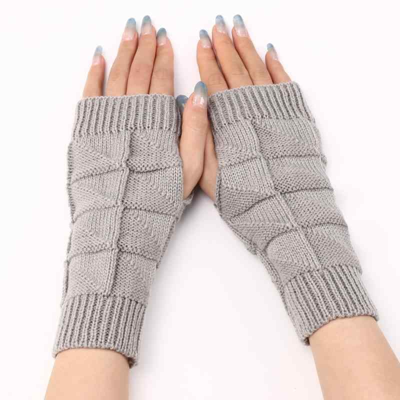 指なし手袋 男女兼用 ニット アームウォーマー ショート丈 トライアングルデザイン 防寒対策 あったか ..