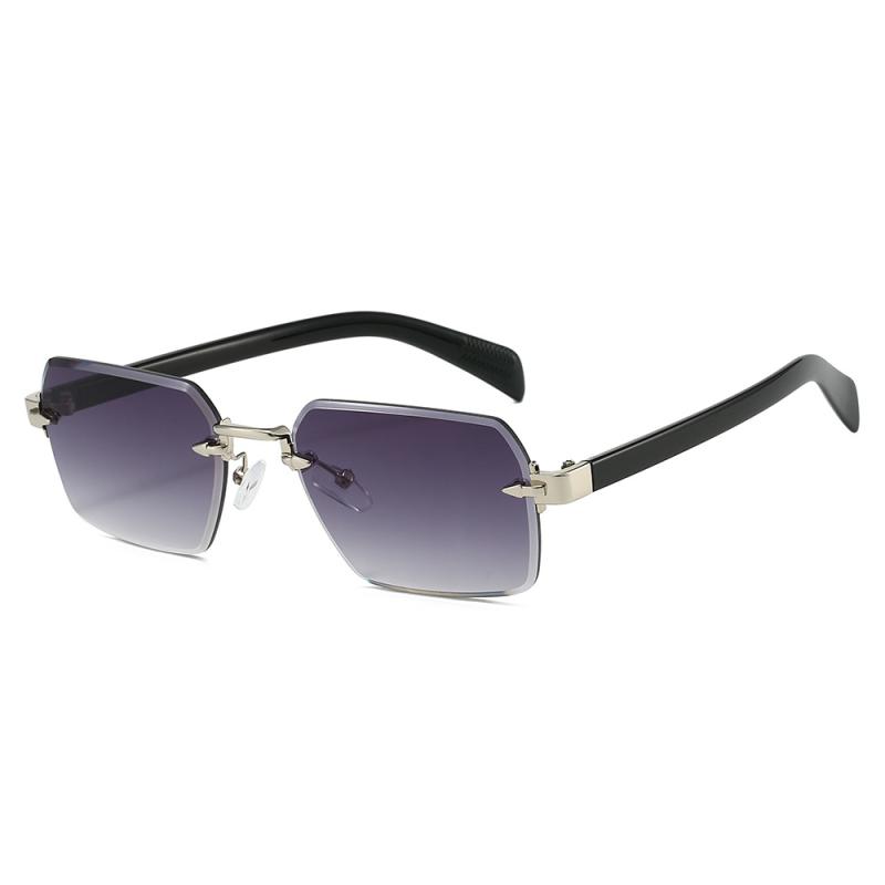 サングラス 男女兼用 ユニセックス リムレス スクエア レクタングル レトロ クラシック シンプル ファッション UV400カット 紫外線対策 PCレンズ メタルフレーム 夏 アイウェア ドライブ アウトドア