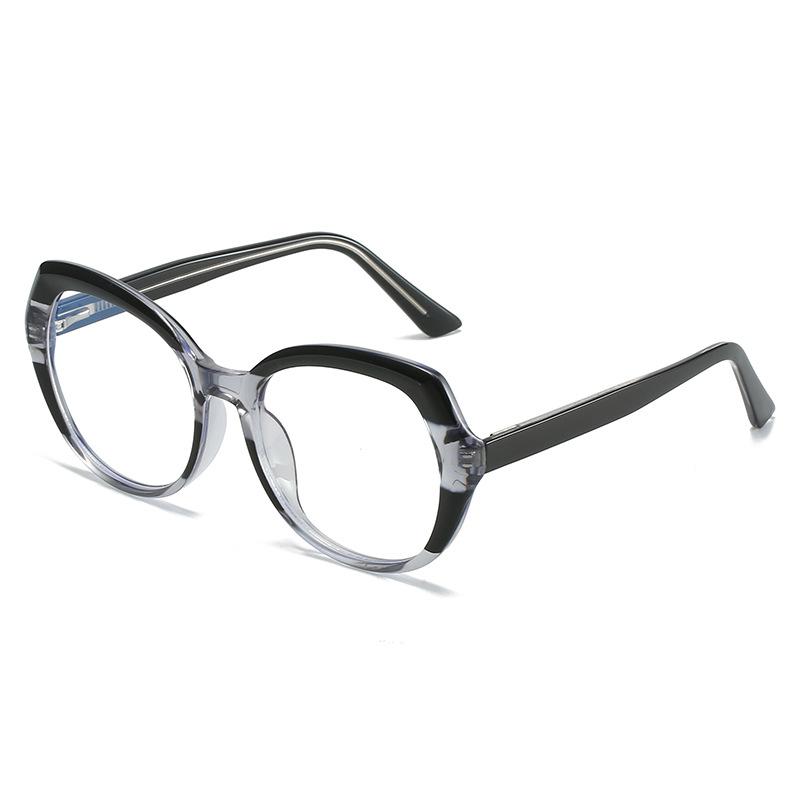 メガネ TR90 ブルーライトカット ダテメガネ ビッグフレーム 八角形 レトロ 個性的 おしゃれ バイカラー ヒョウ柄 PCメガネ