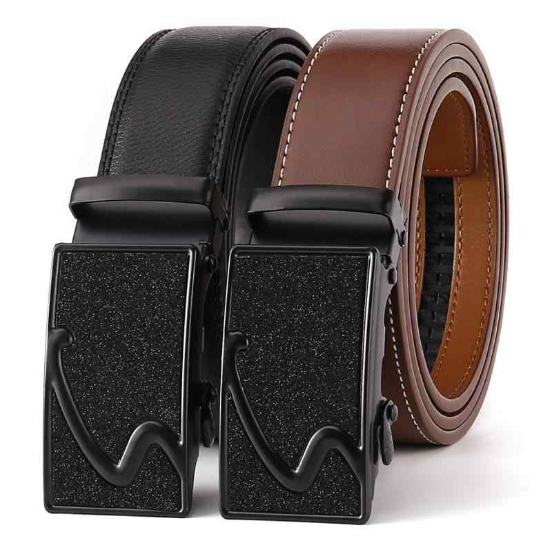 ベルト メンズ 本革 牛革 レザー ライチ柄 シボ加工 オートロック式バックル ビジネス カジュアル 通勤..