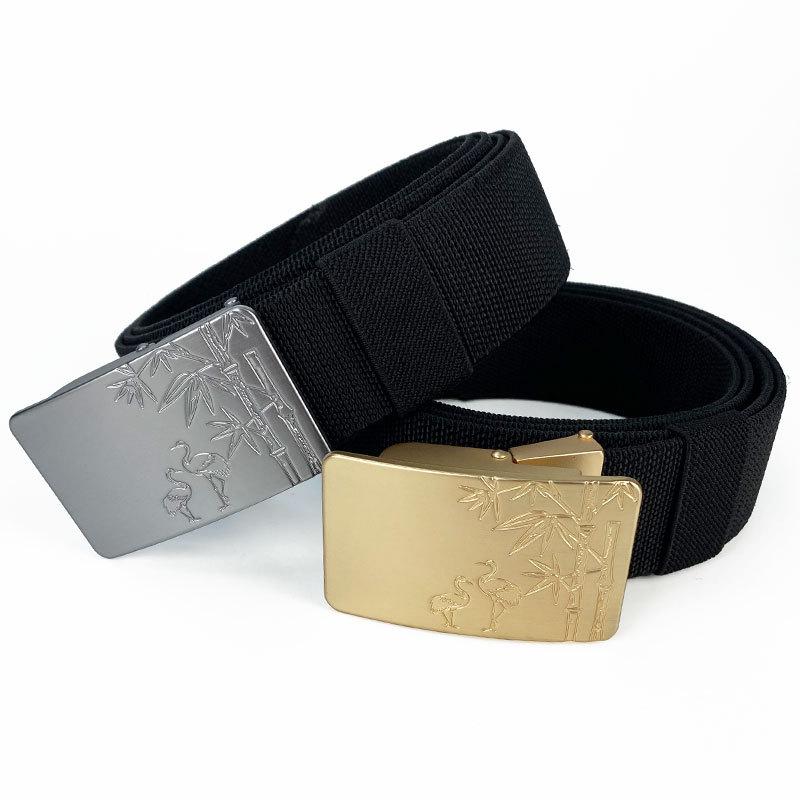 ベルト メンズ 男性用 伸縮性 編み込み 国風 新中国風 吉祥柄 織物 合金バックル プレートバックル 電気メッキ ビジネス カジュアル デニム ジーンズ 普段使い 通勤(x2)