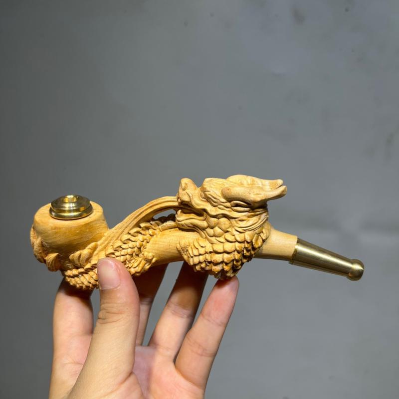 パイプ 無垢材 レッドサンダルウッド ドラゴン 透かし彫り レトロ クラシック 高級感 喫煙具 フィルタ..