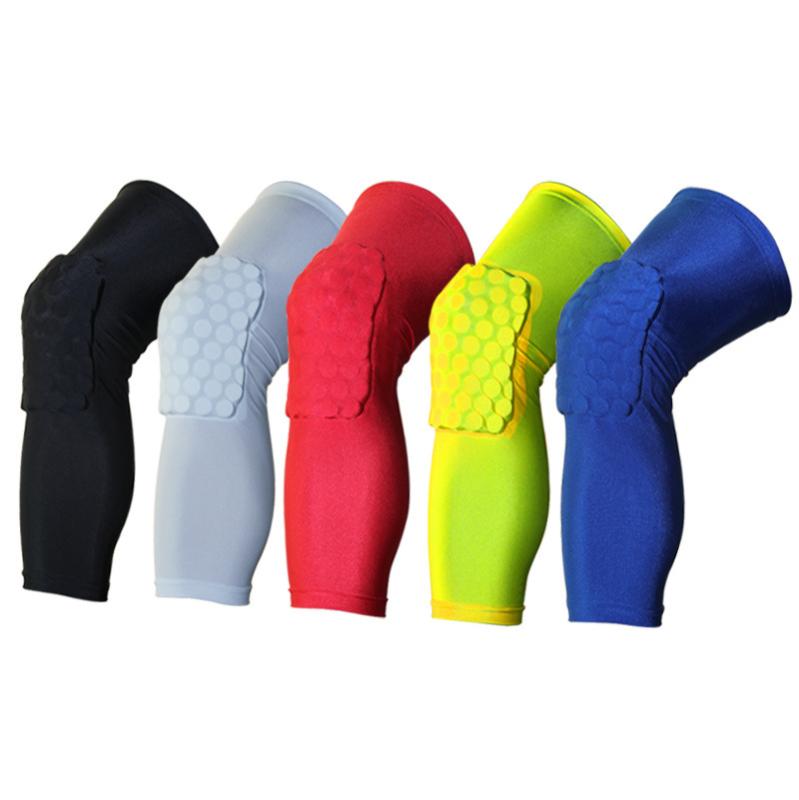 膝サポーター 大人用 男女兼用 ハニカム 衝撃吸収 スポンジ クッション ニーパッド ロング丈 ポリエステル バスケットボール サッカー バレーボール ランニング サイクリング 野球 トレーニング スポーツ レッグスリーブ 怪我防止