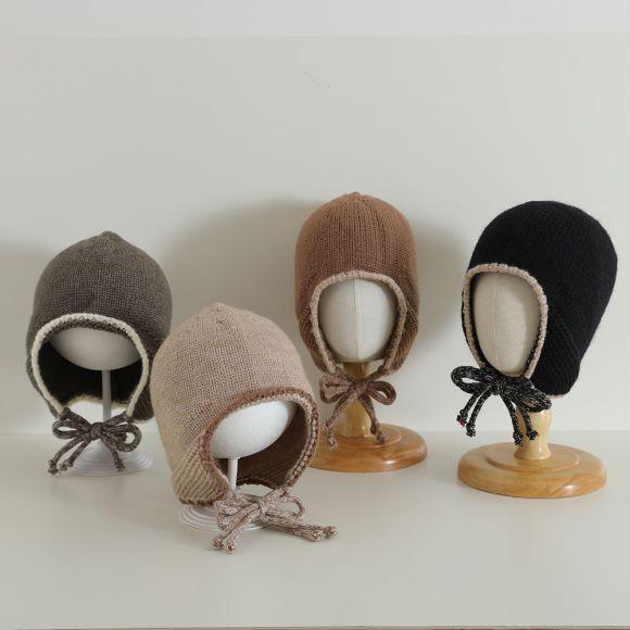 ニット帽 キッズ ベビー 男女兼用 幼児 子供用 毛糸 ふわふわ ソフト 防寒 あったか 保温性 耳当て付き..