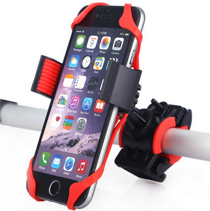 自転車用 スマホホルダー 携帯ホルダー スマートフォンホルダー マウンテンバイク ロードバイク オートバイ サイクリング アウトドア ツーリング GPSナビ対応 高耐久性 ABS樹脂製 安定性 振動吸収 脱落防止 黒 赤