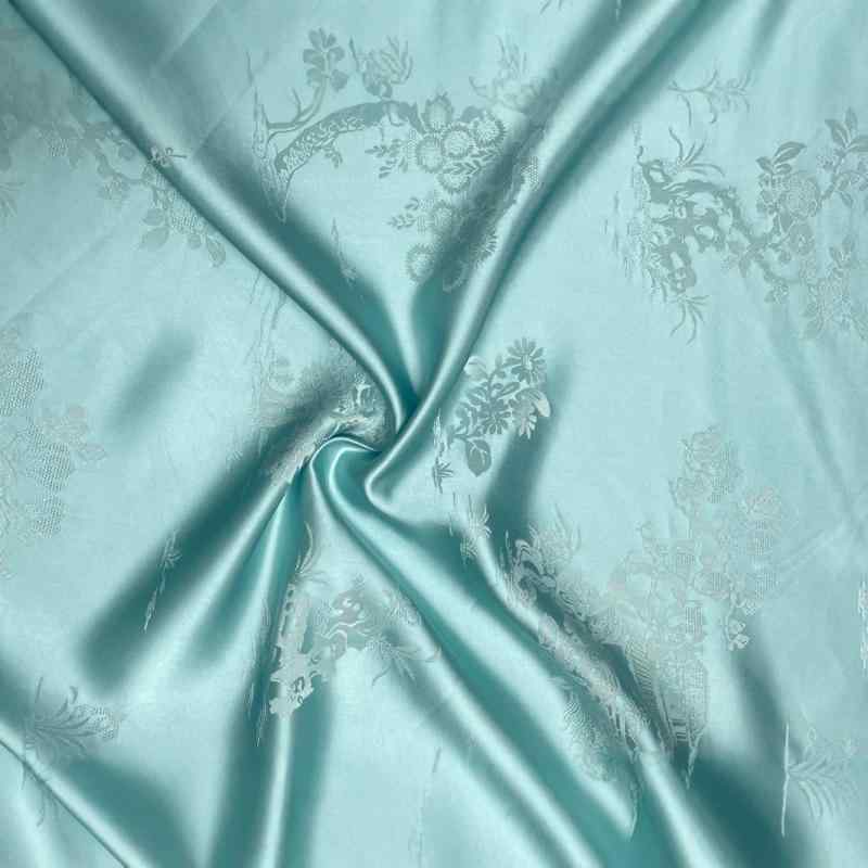 生地 鵲 竹蘭柄 花柄 動物柄 ジャガード織り モダンチャイニーズ レーヨン アセテート混紡 ワンピース ..