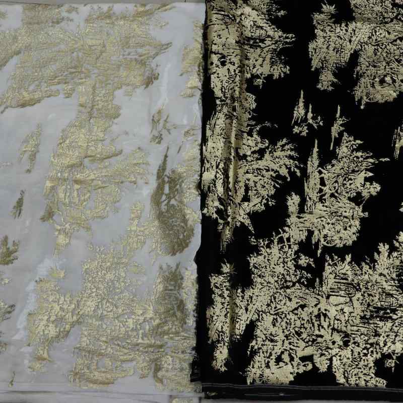 生地 レディース 織物 再生繊維 レーヨン ナイロン 混紡 箔押し フロック加工 ベルベット シャツ ネグ..