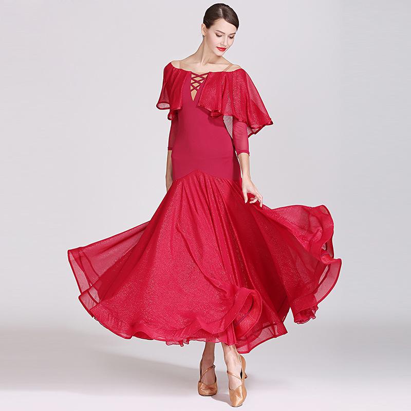 社交ダンスドレス レディース モダン ラテン 競技用 練習着 バタフライスリーブ 接触冷感 ナイロン 伸..