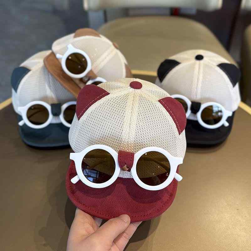 キャップ キッズ ベビー 男女兼用 春夏 UVカット 日よけ 紫外線対策 通気性 柔らかつば 短いつば アウトドア 外遊び 散歩 綿混 韓国風