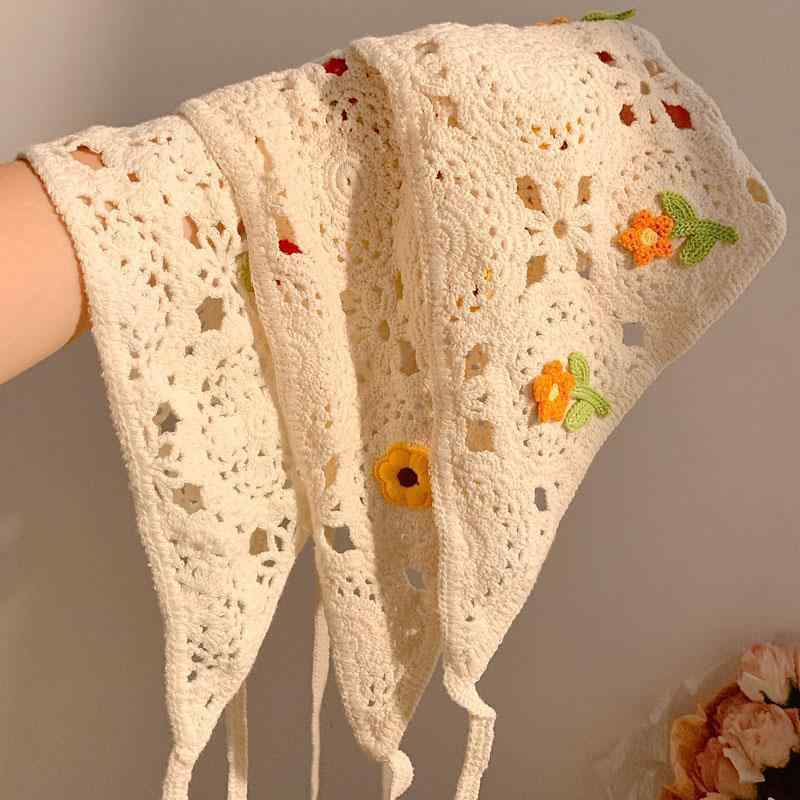 ヘアアクセサリー レディース 三角スカーフ ヘッドスカーフ ヘアバンド コットン ニット フレンチスタイル カントリー風 かわいい ビーチ リゾート 春夏