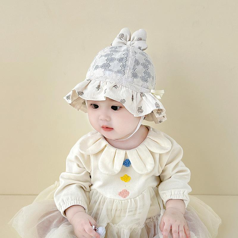 ハット ベビー 女の子 薄手 バケットハット サイズ調節 春夏 プリンセス 防風 広つば 日よけ UVカット ..