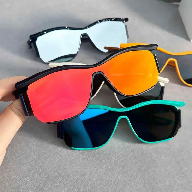 スポーツサングラス メンズ レディース UV400 紫外線対策 軽量 PC素材 変形 幾何学 ハーフリム オーバーサイズ ストリート アウトドア 自転車 ジョギング ドライブ 旅行 ブラック グレー