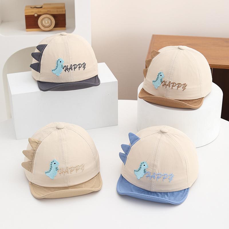 キャップ ベビー 赤ちゃん 男の子 女の子 かわいい 春夏 野球帽 薄手 速乾 UVカット 日よけ 紫外線対策 つば広 綿混素材 恐竜 クマ柄 お出かけ