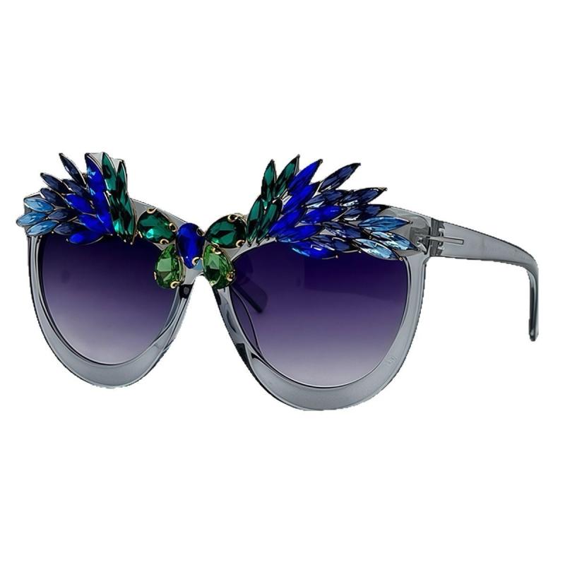 サングラス レディース 個性的 ラインストーン装飾 キャットアイ おしゃれ UVカット ストリートファッション 旅行 お出かけ パーティー イベント デイリーユース 春夏