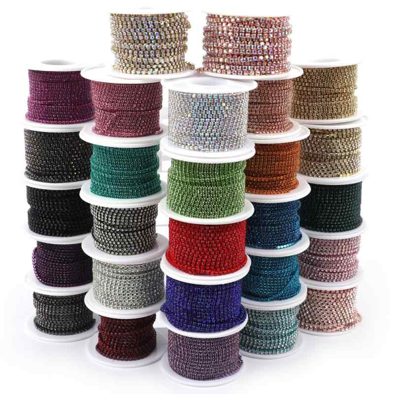 ラインストーン チェーン ガラスクリスタル製 シングルライン 爪付き DIY ハンドメイド アクセサリー 服飾装飾 パーツ 電気メッキ加工 輝き 手芸 材料