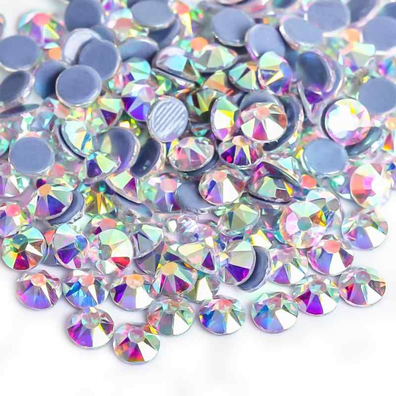 ラインストーン ガラス製 フラットバック 8面カット 円形 スマホケース デコレーション ネイルアート DIYアクセサリー 手芸パーツ キラキラ 透明 ホワイト AB加工