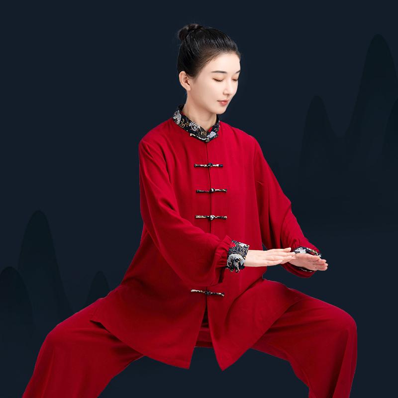 太極拳ウェア レディース メンズ 男女兼用 綿麻素材 練習着 演武用 八段錦 健康体操 フィットネス スポーツ ヨガ リラックスウェア 春夏