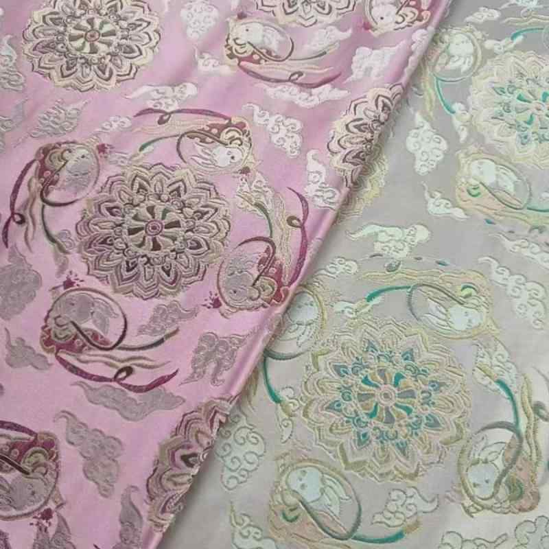 生地 錦織 ポリエステル 敦煌 宝相花 玉兎 復刻 伝統柄 新中式 モダンチャイニーズ オリエンタル 秋冬 ..
