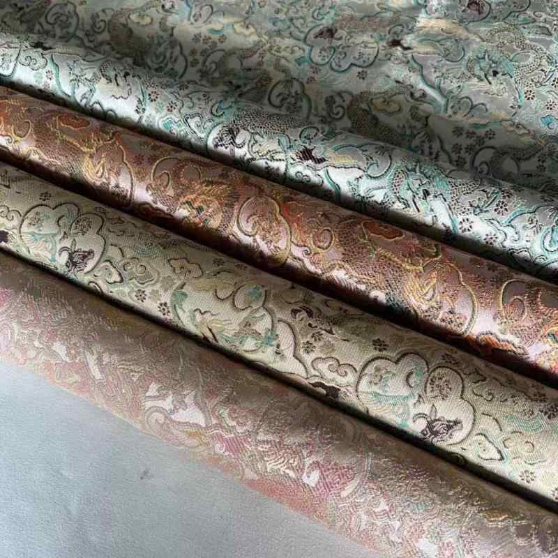 生地 漢服用 アウター用 新中華風 宋錦風 牛首龍尾柄 精密織り 織錦緞 ジャカード織り レーヨン ポリエ..