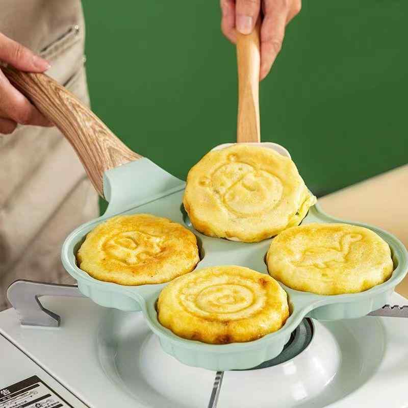 フライパン 麦飯石 4穴 ノンスティック 焦げ付きにくい 家庭用 朝食 目玉焼き 玉子焼き ステーキ アニ..