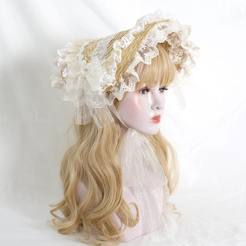 麦わら帽子 レディース レース飾り レトロ アンティーク フレンチスタイル ハンドメイド ナチュラル 平..