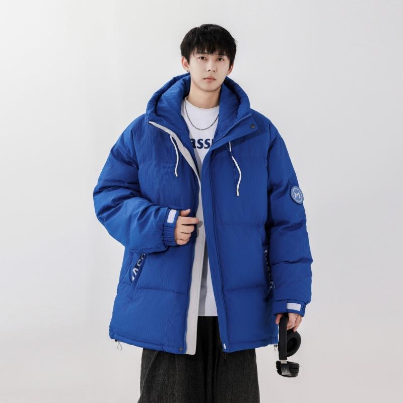 ダウンジャケット メンズ フード付き スタンドカラー ホワイトダックダウン オーバーサイズ ゆったり 防寒 アウター コート 韓国風 トレンド ファッション カジュアル 秋冬