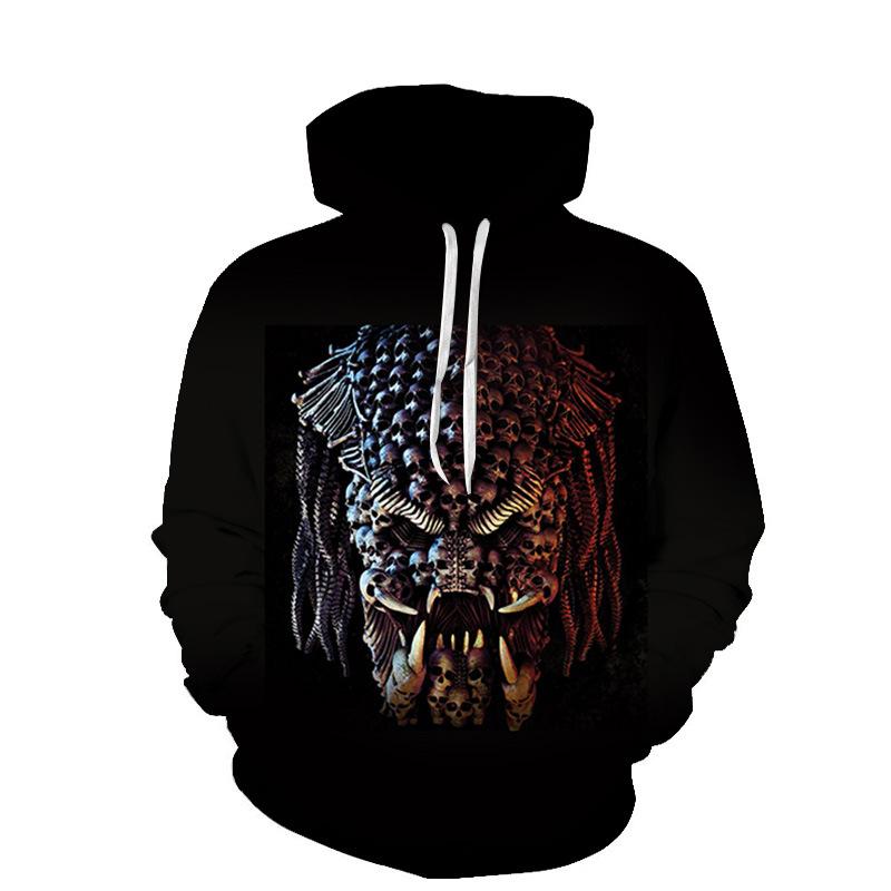 パーカー カップル ユニセックス スカルヘッド ドクロ 3Dデジタルプリント ゆったり ビッグシルエット プルオーバー 長袖 ポリエステル 通年 カジュアル ストリートファッション 野球モチーフ