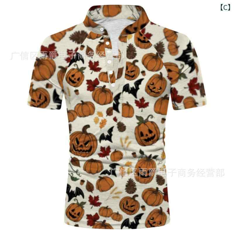 Tシャツ メンズ 半袖 スタンドカラー ゆったりシルエット ポリエステル 高弾性 ストレッチ 3Dデジタルプリント スカル ドクロ柄 薄手 春夏 カジュアル 普段使い