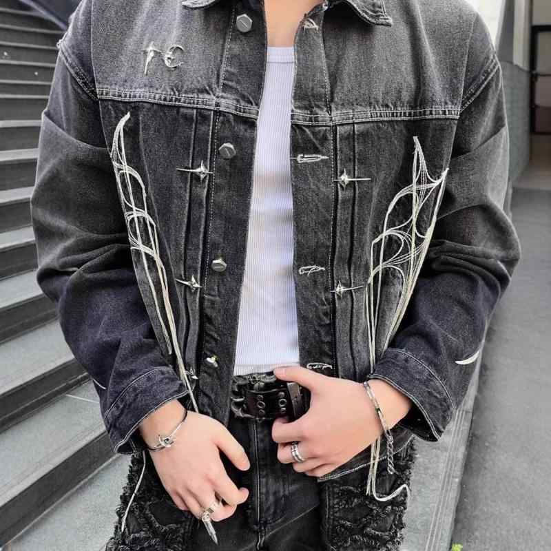 ジャケット メンズ 春秋 ストリート カジュアル ゆったり ルーズフィット オーバーサイズ 韓国系 トレンド おしゃれ アウター 綿 ポリエステル 長袖 ブラック デイリーユース タウンウェア