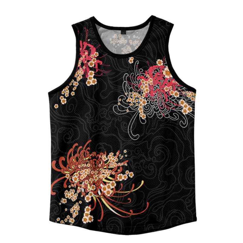 タンクトップ メンズ 男性用 春夏 Uネック 3D武士娘プリント グラフィック カジュアル ゆったり ルーズ..