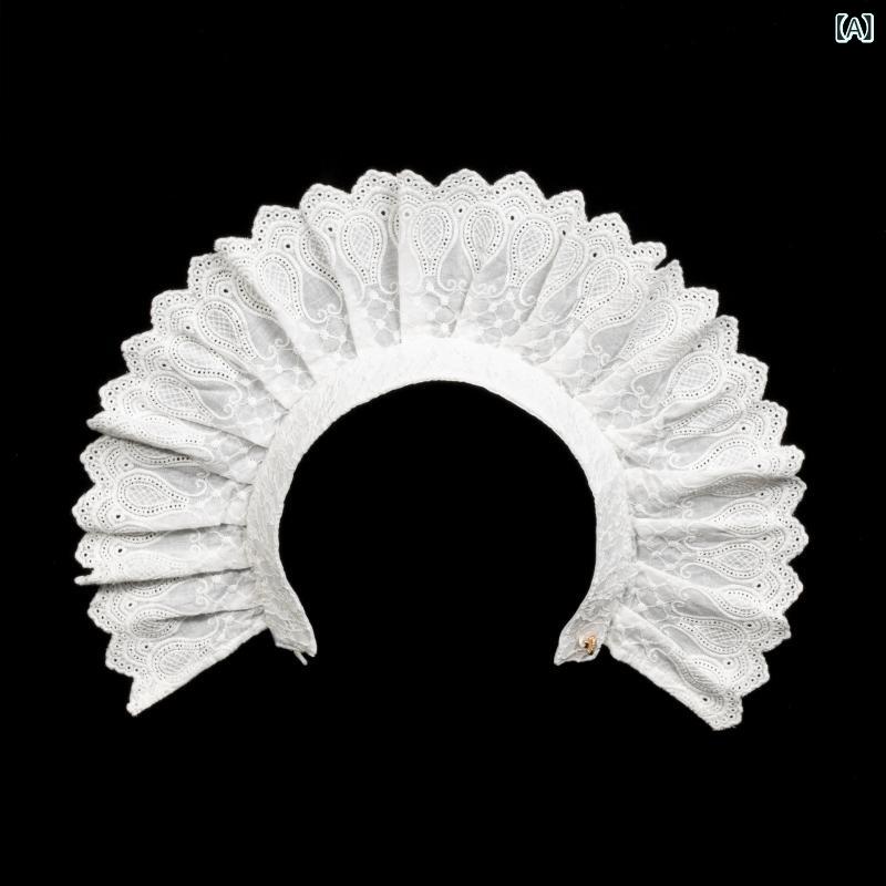 付け襟 レディース ハロウィン イベント コスプレ ヴィクトリア朝風 レトロ ゴシック レース 綿 ラフカラー フリル プリーツ 装飾カラー 取り外し可能